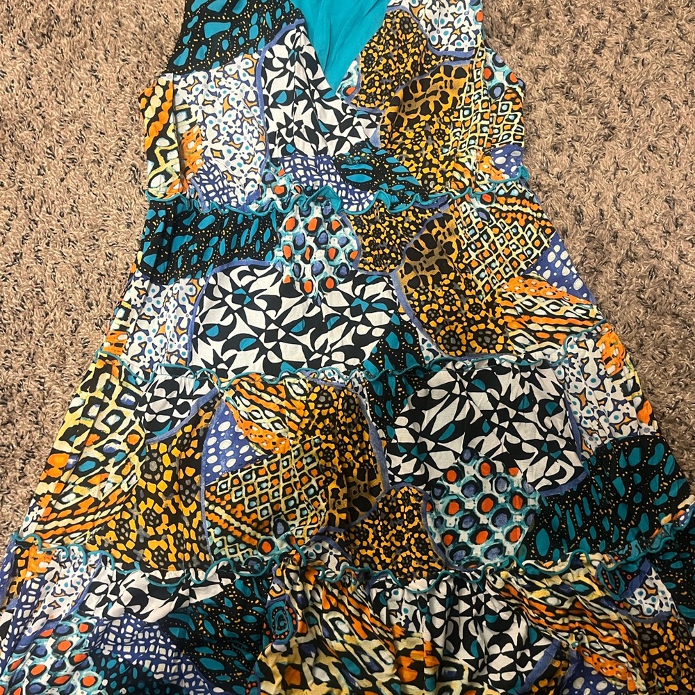 Madison Teal and Multicolor Patterned Dress